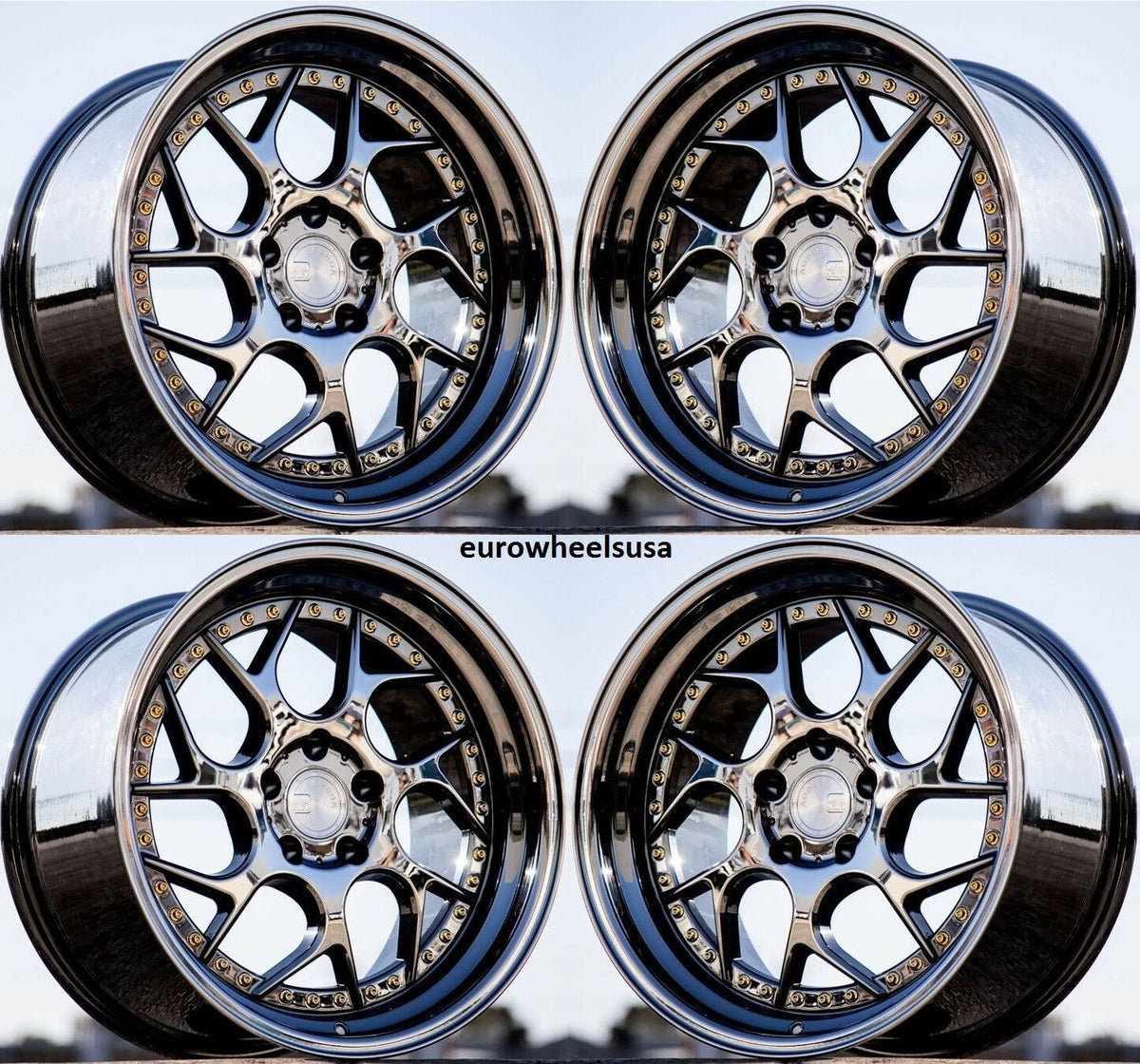 18 Inch Aodhan DS01 5x114.3 Black Vacuum Chrome 18x9.5 +30 Wheels 