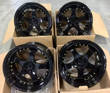 19" AodHan Ah03 Wheels 19x9.5 +22  5x114.3 Gloss Black Rims Set 4