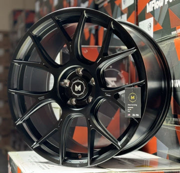 4 Pcs 18x9.5 +38 5x112 MFlow MFR1 Matte Black Wheels 18" Rims Set