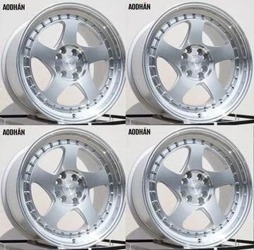 16" AodHan AH01 Wheels 16x8 4x100 / 4x114.3 +15 Silver Machined Rims Set 73.1