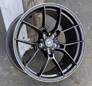 Set of four 19x8.5 +35 5x100 MFlow MFR4 Black Wheels 19" Rims Set CB 73.1