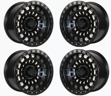17x9 +0 Satin Black Wheels For LIFTED Toyota 4Runner Tacoma 17" 6x139 Rims Set