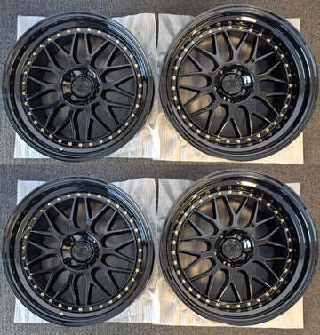 19x8.5/19x9.5 Staggered Aodhan AH02 Wheels 5x120 +35/+35 Gloss Black 19" 72.6