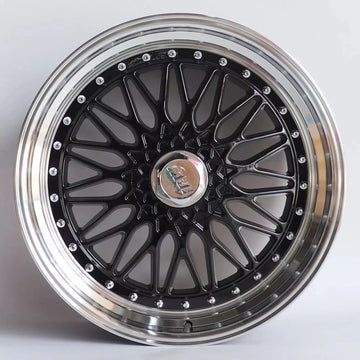 18x9 +35 5x112 / 5x114.3 Wheels Black Machined Lip RS Mesh Style 18" Rims Set 4