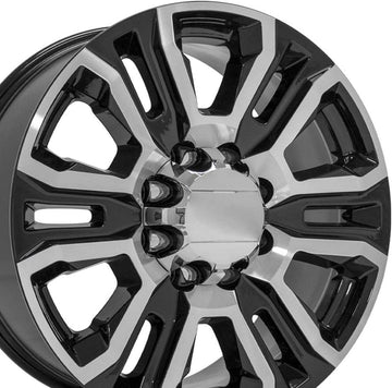 OE Wheels LLC 20 inch Fits 8x165.1 GM Trucks CV70A Black with Machined Face Wheel Hollander 5957, Set of 4