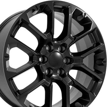 OE Wheels LLC 24 inch Fits Escalade, Silverado, Sierra Tahoe, Yukon CV67 Satin Black Wheel, Set of 4