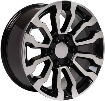 OE Wheels LLC 18 inch Rim Fits Sierra AT4 Wheel CV35 18x8.5 Black Mach'd Wheel Hollander 5909, Set of 4