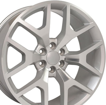 OE Wheels LLC 24 inch Rims Fit pre-2019 Silverado Sierra pre-2021 Tahoe Suburban Yukon Escalade CV92 24x10 Mach'd Wheel Hollander 5656, Set of 4
