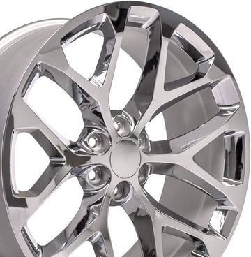 OE Wheels LLC 24 inch Rim Fits Chevy Silverado Snowflake Wheel CV98B 24x10 Chrome Wheel Hollander 5668, Set of 4
