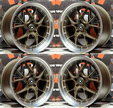 19x9.5 +30 5x114.3 MFlow MFL1 Wheels Matte Bronze Machined Lip 19" Rims Set 4