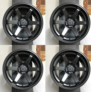 18" Wheels 18x9 5x114.3 +30 CB 73.1 TE37 Style Black Rims Set 4