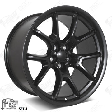 20" Wheels Fit Dodge Charger Challenger Satin Black 20x9.5 +15 Flow Formed Set 4