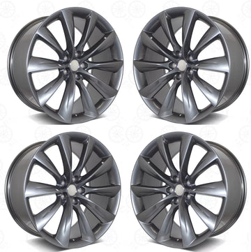 22" WHEELS FIT TESLA MODEL S X P85 STAGGERED 22x9 & 22x10 GUNMETAL GREY SET 4