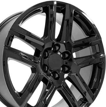 OE Wheels LLC 22 inch Fits Escalade, Silverado, Sierra Tahoe, Yukon CV63 Gloss Black Wheel, Set of 4