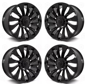 21" WHEELS FOR TESLA MODEL Y 21x9 5x114.3 UBERTURBINE GLOSS BLACK RIMS SET 4