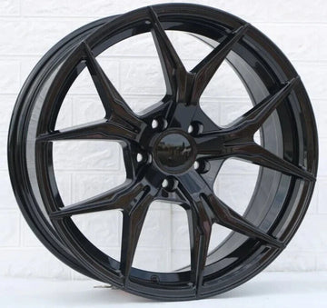 19" Wheels 19x8.5 / 19x9.5 +35 5x114.3 Staggered Tuner W531 Black Rims Set 4