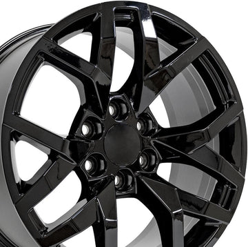 OE Wheels LLC 20 inch Fits Escalade, Silverado, Sierra Tahoe, Yukon CV66 Gloss Black Wheel, Set of 4
