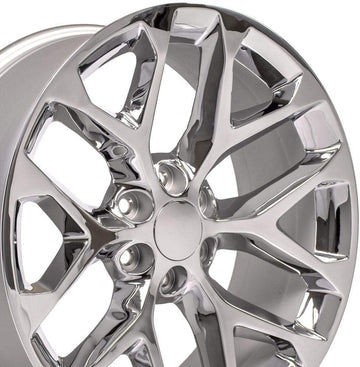 OE Wheels LLC 22 inch Rim Fits Chevy Silverado Snowflake Wheel CV98B 22x9 Chrome Wheel Hollander 5668, Set of 4