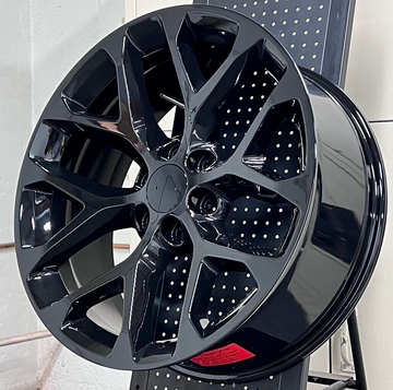 22" GLOSS BLACK SNOWFLAKE WHEELS RIMS FITS 6X139.7 CHEVY TAHOE SUBURBAN GMC