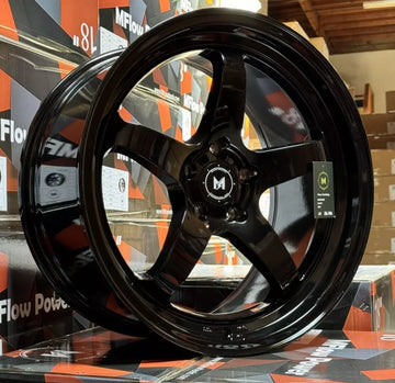 4 Pcs 19x8.5 +35 5x114.3 MFlow MFR3 Gloss Black Wheels 19" Rims Set CB 73.1