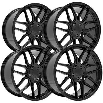 (Set of 4) OE Wheels CV03D 19x8.5 5x120 +52mm Satin Black Wheels Rims 19" Inch