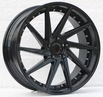 19" Wheels 19x8.5 / 19x9.5 5x114.3 Gloss Black Swirl Style Staggered Rims Set 4