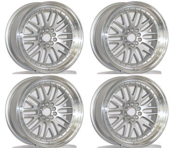 17x8 Wheels 5x112/5x114.3 +20 CB73.1 Silver Machined Lip 17" Rims Set 4