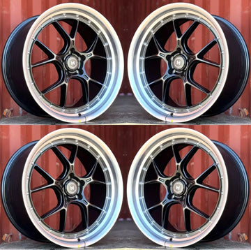 20x9.5 +35 MFlow MFL1 Matte Black Machined Lip 5x114.3 Wheels 20" Rims Set 4