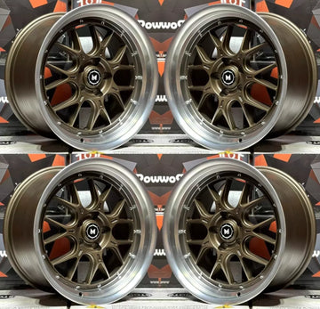 19x9.5 +30 5x114.3 MFlow MFL2 Wheels Matte Bronze Machined Lip 19" Rims Set 4