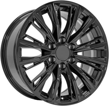 OE Wheels LLC 20 inch Fits Escalade, Silverado, Sierra Tahoe, Yukon CA93 Gloss Black Wheel, Set of 4