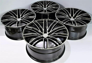 Set 4 22" Wheels For Porsche Panamera 22x10 / 22x11 Black 5x130 Staggered Rims
