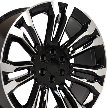 OE Wheels LLC 24 inch Rim Fits Chevy Silverado Wheel CV43B 24x10 Mach'd Wheel Hollander 5666, Set of 4