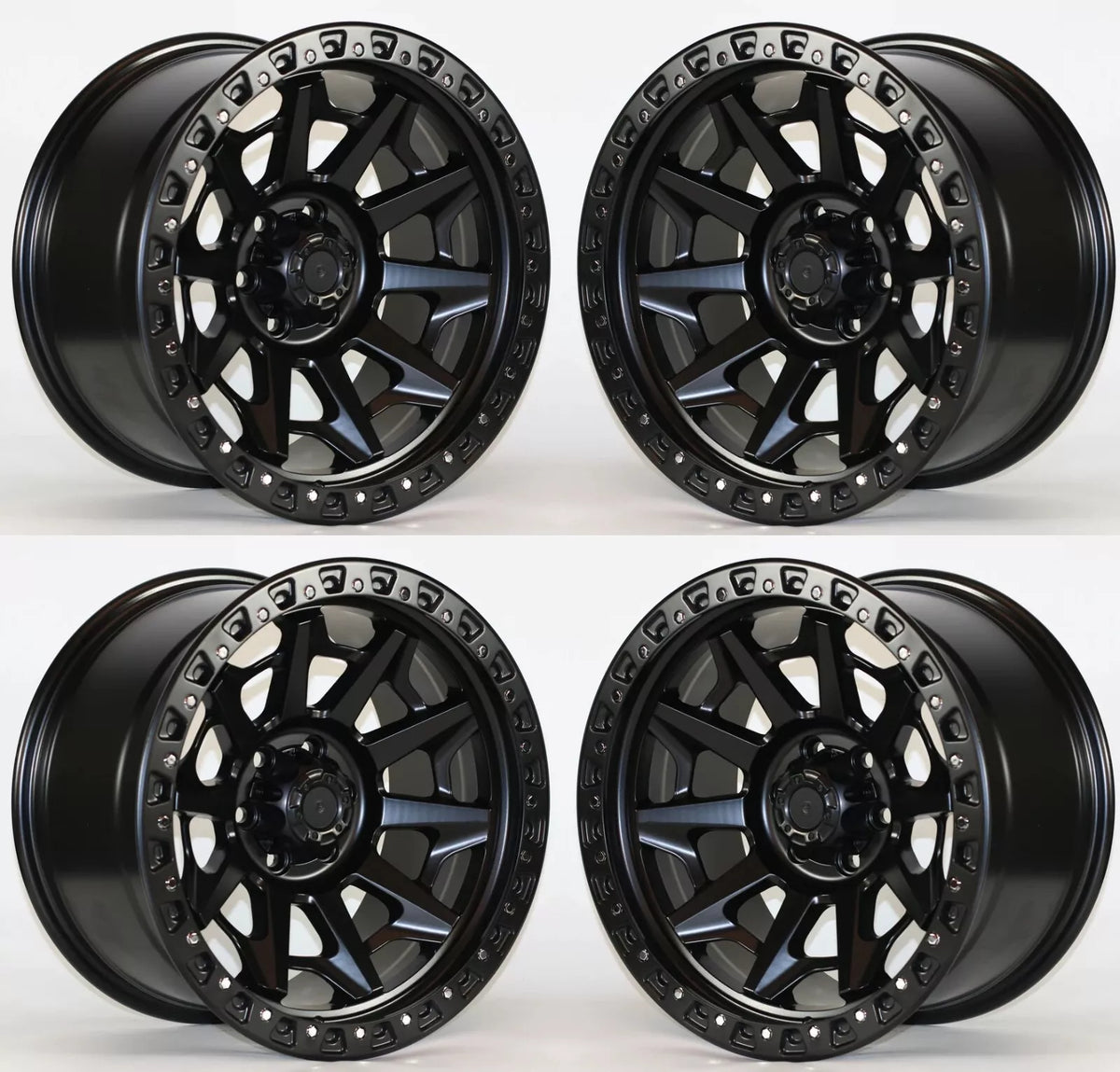 17x9 +0 Satin Black Wheels For LIFTED Toyota 4Runner Tacoma 17