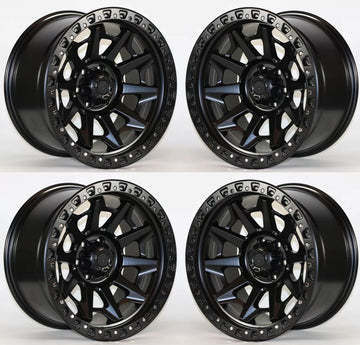17x9 +0 Satin Black Wheels For LIFTED Toyota 4Runner Tacoma 17" 6x139 Rims Set