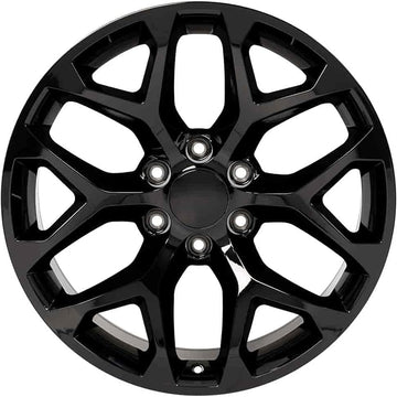 OE Wheels LLC 20 Inch Rim Fits Silverado Tahoe Sierra Yukon Escalade Snowflake Wheel CV98B Black 20x9 Rim Hollander 5668, Set of 4