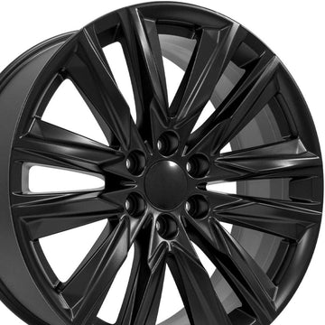 OE Wheels LLC 22 inch Fits Escalade Silverado Sierra Tahoe Yukon CA91 Satin Black Wheel, Set of 4