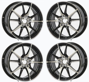 17" Wheels 5x100 Black Machined 17x7 +38 CB 73.1 Rims Set 4