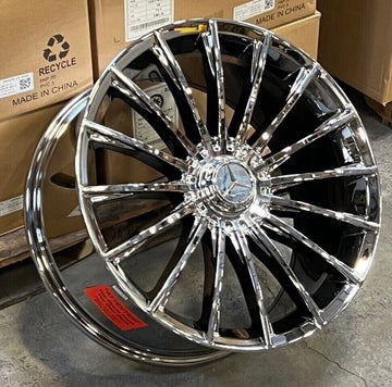 4 PCS SET 20" Black Chrome Wheels For Mercedes S500 S560 S550 S450 20x8.5/20x9.5