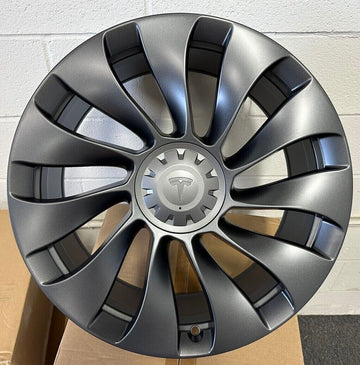 4 PCS 20" WHEELS FOR TESLA MODEL Y 20x9.5 5x114.3 +45 SATIN GUNMETAL RIMS SET