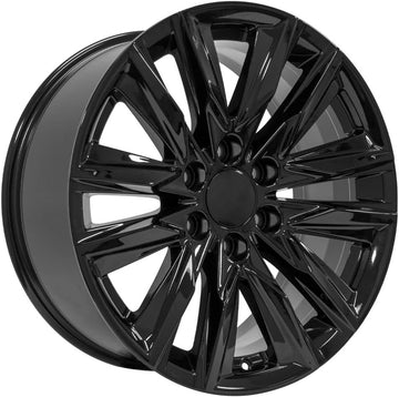 OE Wheels LLC 20 inch Fits Escalade Sierra Yukon Chevy Silverado Tahoe CA91 20x9 Satin Black Wheel Hollander 4869, Set of 4
