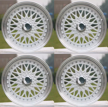 17" Wheels 5x100 / 5x114.3 +35 CB73.1 White Machined 17x7.5 RS Style Rims Set 4