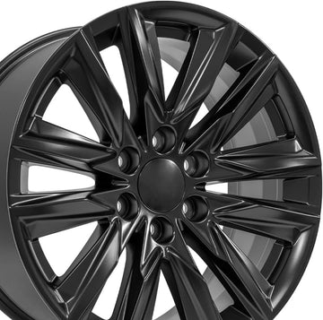 OE Wheels LLC 20 inch Fits Escalade Sierra Yukon Chevy Silverado Tahoe CA91 20x9 Satin Black Wheel Hollander 4869, Set of 4