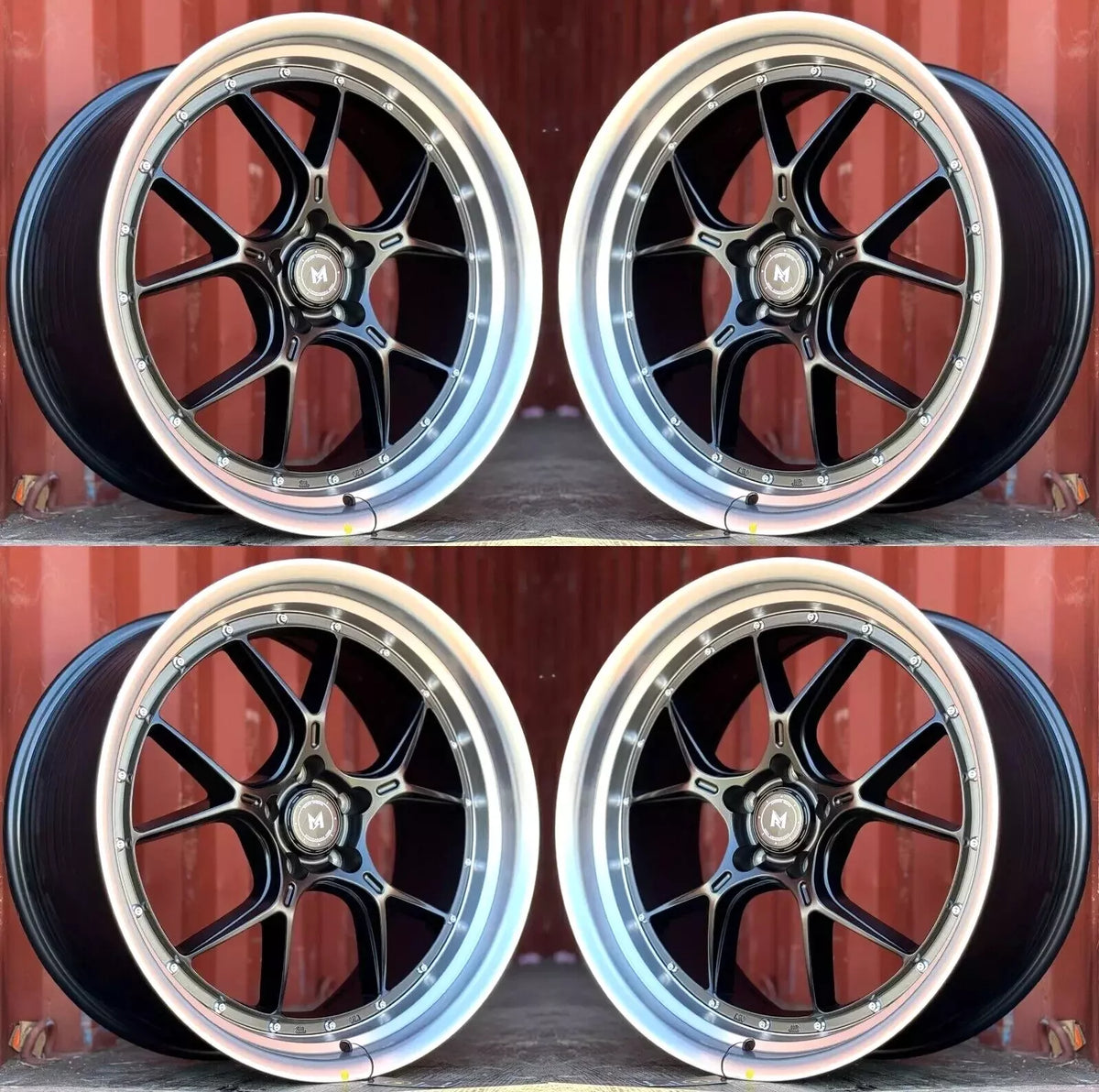 4 Pcs 18x9.5 +30 5x114.3 MFlow MFL1 Matte Black Machined Lip Wheels 18 ...