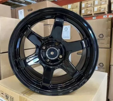 15" GLOSS BLACK WHEELS JDM TE37 STYLE 15x7 4x100 +30 FOR HONDA CIVIC EG EK SET 4