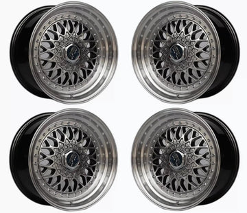 17" Wheels 5x100/5x114.3 +35 CB73.1 Hyperblack Machined Lip 17x7.5 RS Style