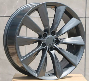21" TURBINE STYLE GREY SET 4 WHEELS RIMS 21x8.5 FITS TESLA MODEL S 60D 75D 90D