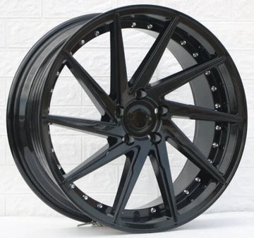 19" Wheels 19x8.5 5x112 +35 CB 73.1 Gloss Black Swirl Style Staggered Set 4