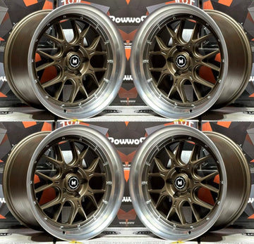 4 Pcs 18x9.5 +35 5x114.3 MFlow MFL2 Bronze Machined Lip Wheels 18" Rims Set