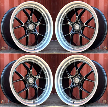 19x9.5 +30 5x114.3 MFlow MFL1 Wheels Matte Black Machined Lip 19" Rims Set 4