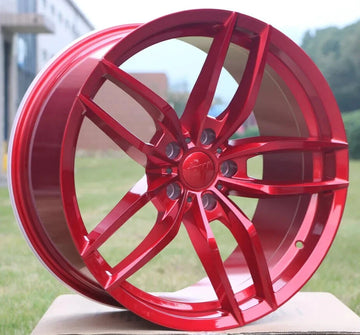 19x8.5/19x9.5 +35 5x114.3 CB73.1 W524 Voss Style 19" Staggered Red Rims Set 4